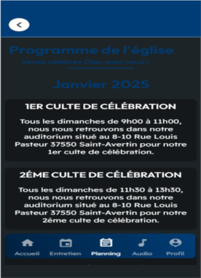 Modèle application MyChurchApp